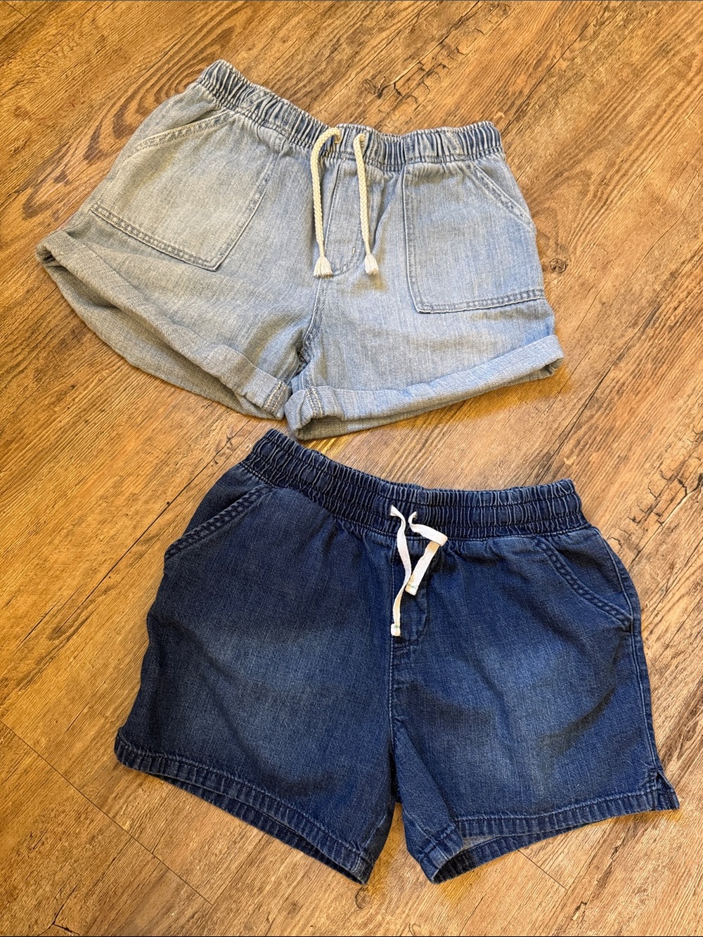 Cat & Jack Two-Tone Denim Drawstring Shorts — Light Blue & Blue two pair